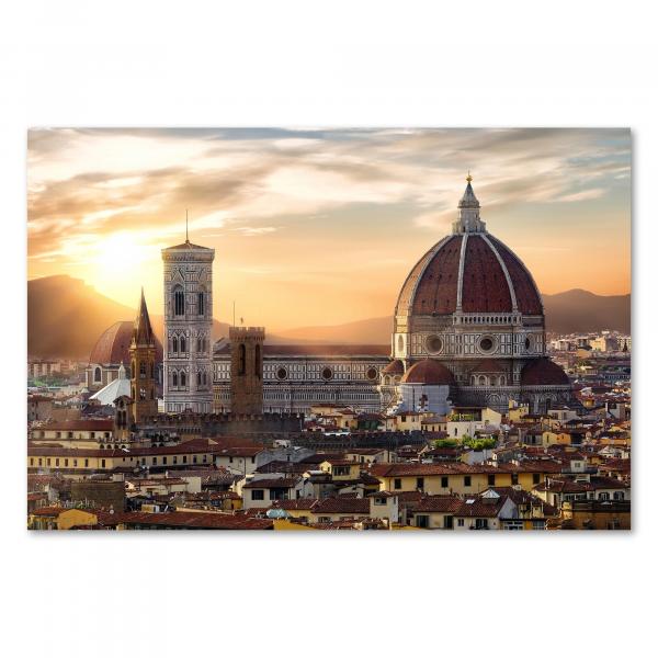 Dom von Florenz im warmen Licht des Sonnenuntergangs, Panorama der Altstadt.