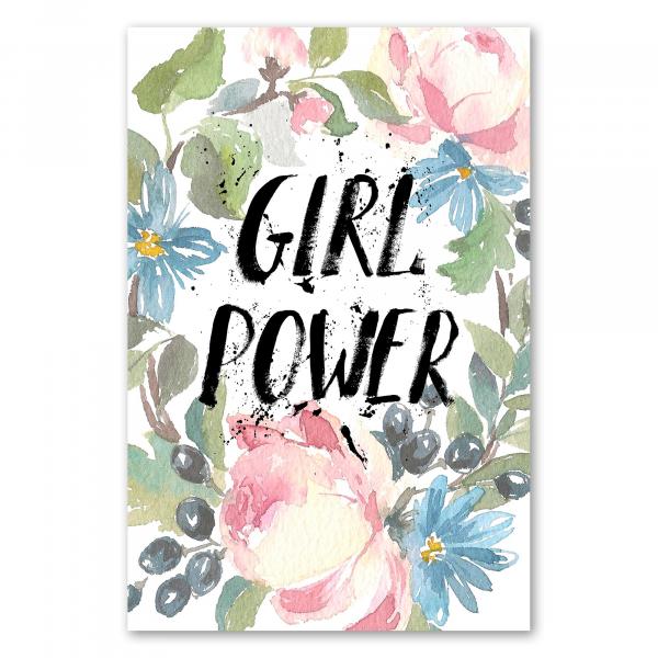 "Girl Power" - Schriftzug mit Blumenkranz, Stärke & Zusammenhalt von Frauen.