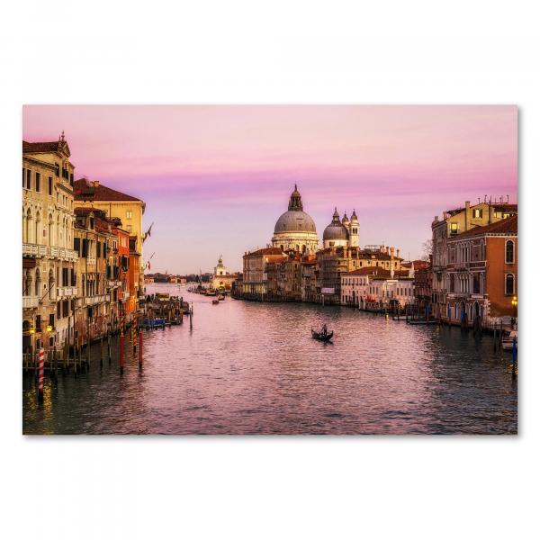 Canal Grande (Venedig) bei Sonnenuntergang, Gondel & Santa Maria della Salute.