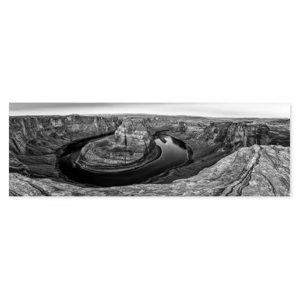 Horseshoe Bend, Flussbiegung des Colorado Rivers, Schwarz-Weiß-Foto.