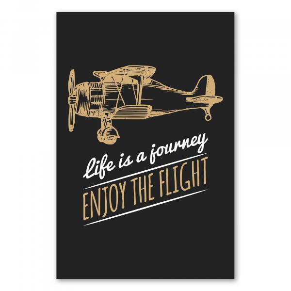 Nostalgischer Doppeldecker, Spruch "Life is a journey, enjoy the flight".