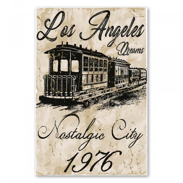 "Los Angeles Dreams" - Nostalgischer Zug fährt durch die Stadt, Erinnerungen an alte Zeiten.