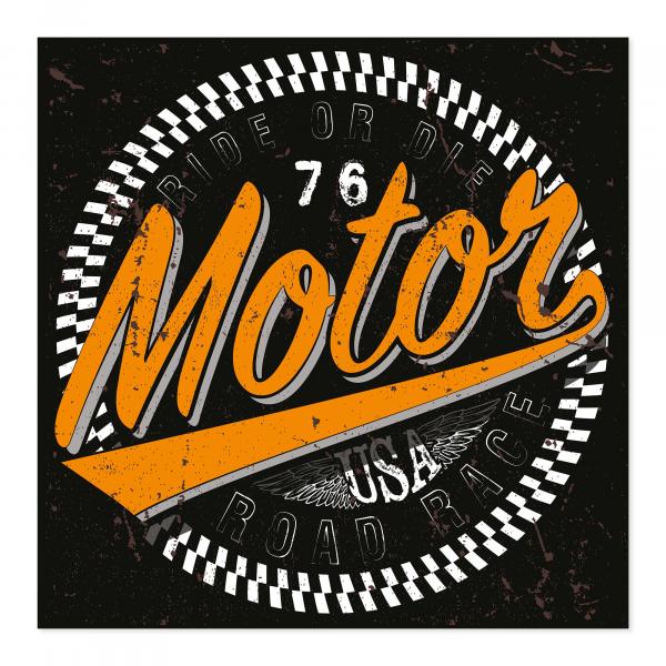 "Ride or Die, Motor, Road Race, USA", Flügel im Vintage Racing-Stil.