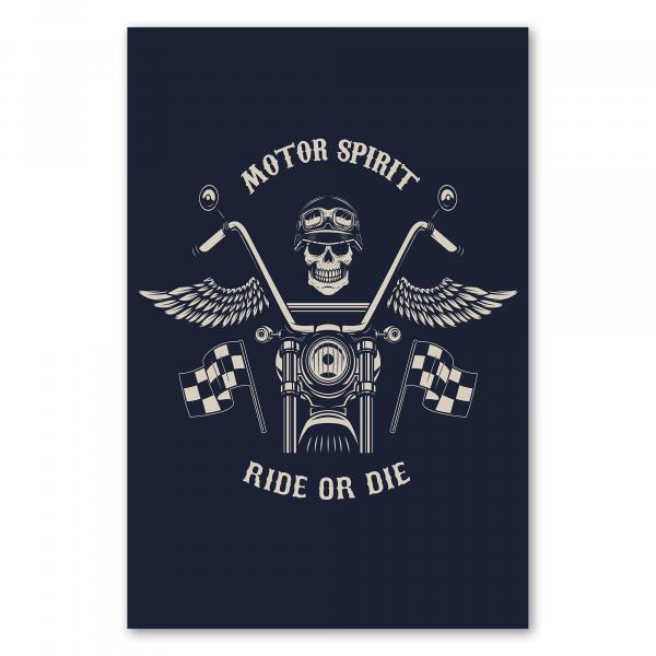 "Ride or Die" - Der Spirit des Motorradfahrens mit coolem Totenkopf und Flügeln, perfekt für Biker und Rebellen!