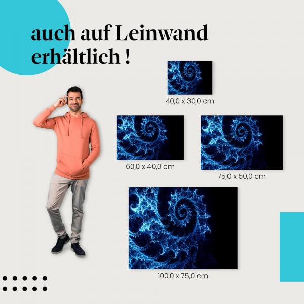 Fraktal: Leinwandbild. Blau, Spirale, abstrakt.