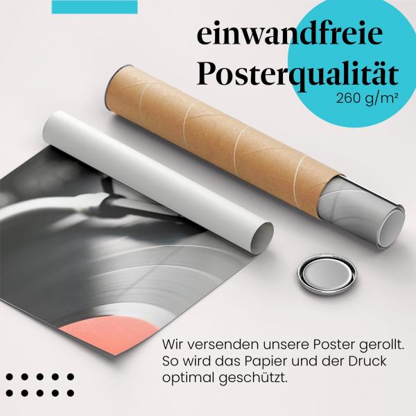 Gerolltes Poster "Schallplattenspieler". Musikgenuss, sicher verpackt.