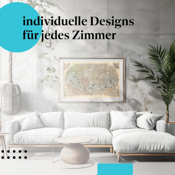 Schlafzimmer Deko: Modernes Zimmer mit "Weltkarte" Poster. Wanddeko für Reisefans.