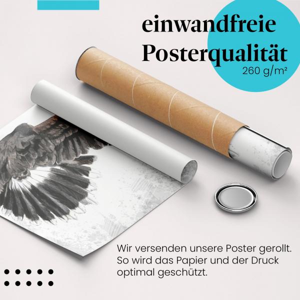 Gerolltes Poster "Adler". Freiheit & Kraft, sicher verpackt.