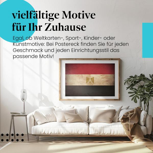 Leinwandbild "Ägyptische Vintage Flagge im Used-Look". Wanddeko für Ägypten-Fans.