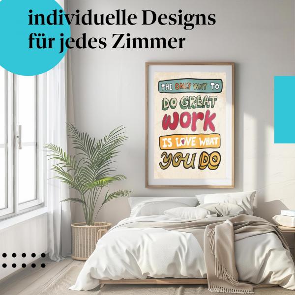 Arbeitsmotivation Poster: "Mit Leidenschaft zum Erfolg" - Typografie & Spruch