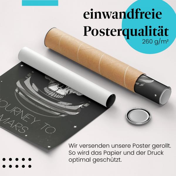 Gerolltes Poster "Astronautenschädel" - Design für SciFi-Fans, sicher verpackt.