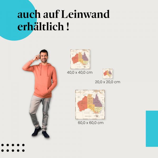 Australien: Leinwandbild. Karte, Bundesstaaten.