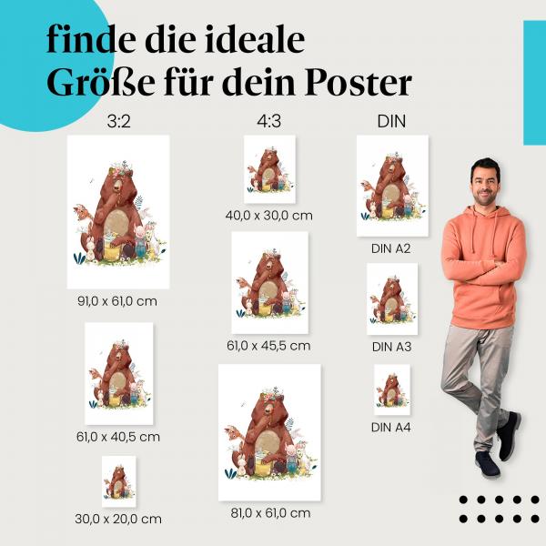 Finde die ideale Postergröße! Bär, Honig, Wald-Freunde: Genuss pur.