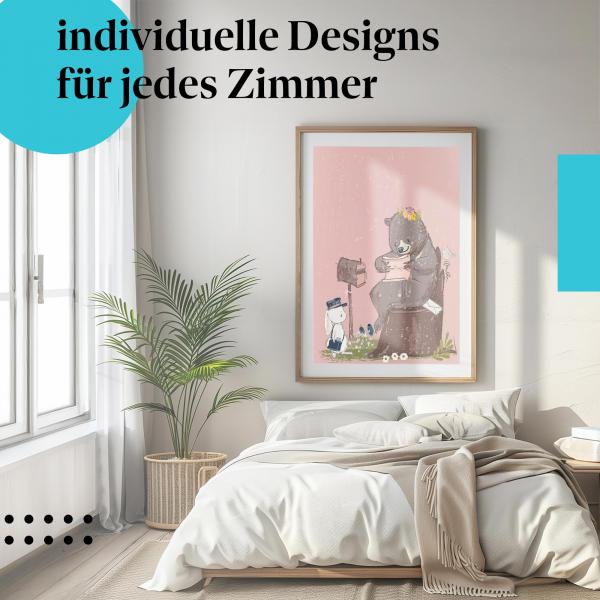 Schlafzimmer Deko: "Bär & Hase" Poster: Freundschaft & Humor - perfekt fürs Schlafzimmer.