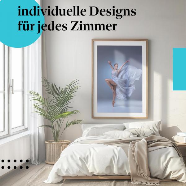 Ballett Deko: Verträumte Stimmung mit dem "Tanz der Anmut: Balletttänzerin im Kleid" Poster.