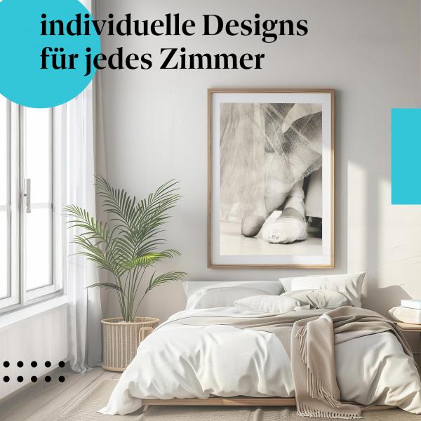 Schlafzimmer Deko: "Ballettschuhe Detail" Poster im modernen Schlafzimmer. Ausdrucksstarke Wanddeko.