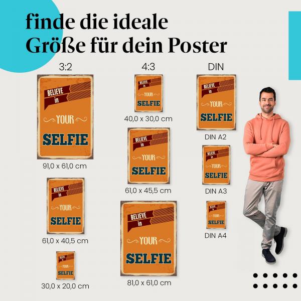 Lachen garantiert: Selfie Poster "Believe in your Selfie" im Retro-Stil