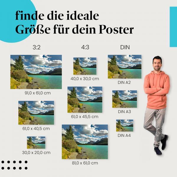 Ruhe und Entspannung: Bergsee Poster "Türkisblaues Wasser" mit kristallklarem See