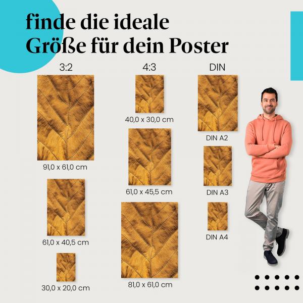 Blatt, Poster: Makro, Struktur, Adern, goldbraun.