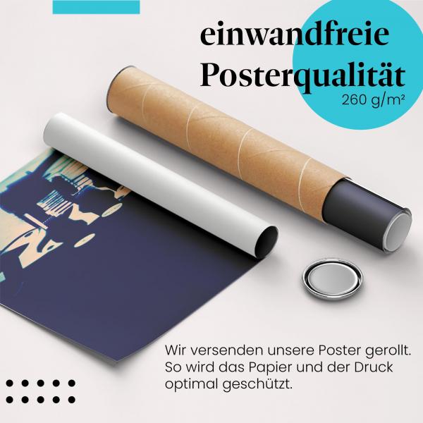 Gerolltes Poster "E-Gitarre", Blau, Stimmung.