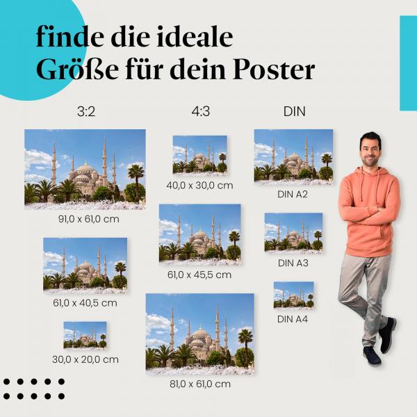 "Blaue Moschee Istanbul" Poster: Wähle deine Grösse und hol dir ein Stück Türkei nach Hause!