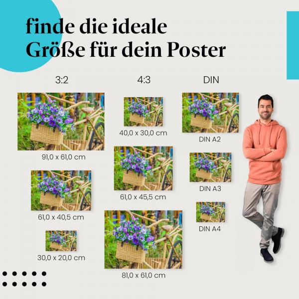 Versprühe Frühlingsgefühle in deinem Zuhause! Das "Blumenfahrrad" Poster bringt Romantik an deine Wand.