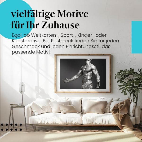 Stylisches Leinwandbild: Bodybuilder Muskeln Posing.