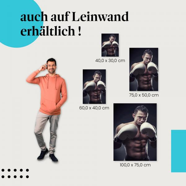 Boxer: Leinwandbild. Kampfhaltung, konzentriert, wähle deine Größe.