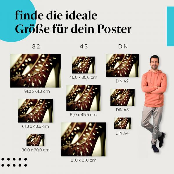 Sommerlicher Chic: "Elegante Braune Damenschuhe" - Poster mit Nahaufnahme