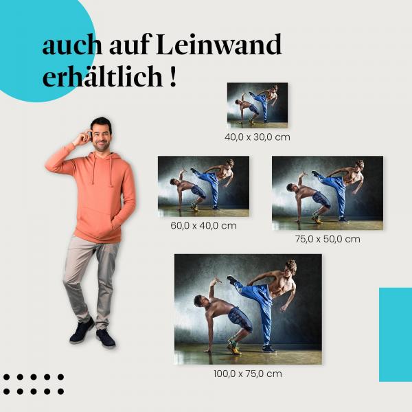 "Zwei Breakdance-Tänzer" Leinwandbild. Finde die ideale Größe für dein Zuhause & setze Akzente mit Kunst!