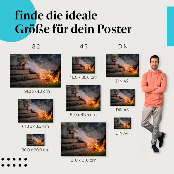 Braut, Poster: Schlafend, Flammen, dramatisch, surreal.