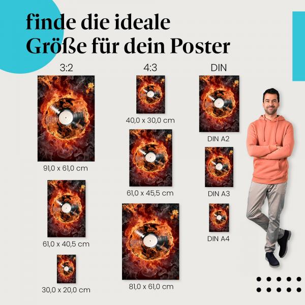 Brennende Schallplatte Poster: Retro-Deko für Musikliebhaber!