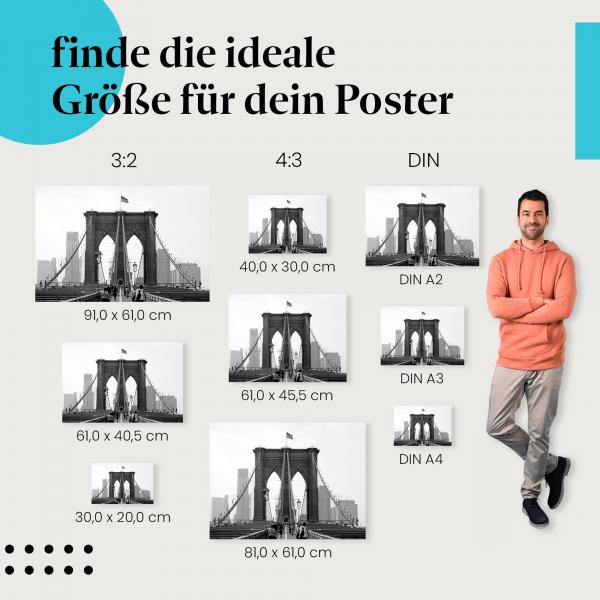 Brooklyn Bridge Poster: New Yorker Wahrzeichen - Poster in verschiedenen Größen.