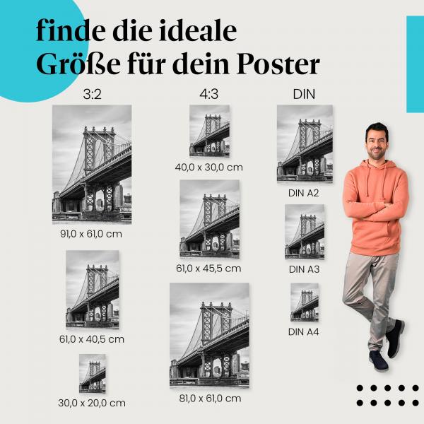 Brooklyn Bridge, Poster: New York City, Architektur, schwarz-weiß.