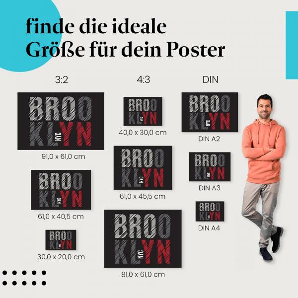 "Brooklyn NYC" Poster - finde deine passende Größe und zeige deine Liebe zu Brooklyn!