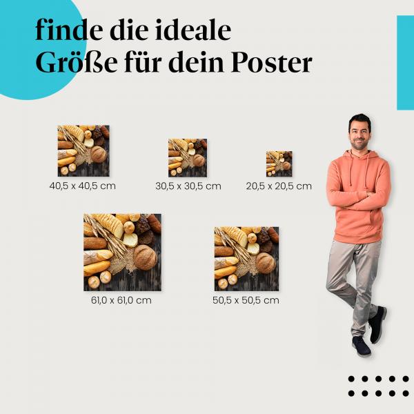 Brot, Poster: Sorten, Brötchen, Genuss.