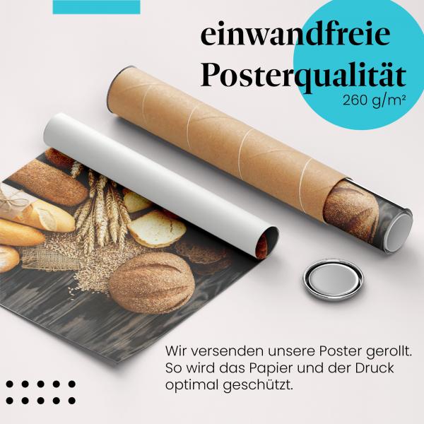 Gerolltes Poster "Brot & Brötchen". Genuss & Tradition, sicher verpackt.