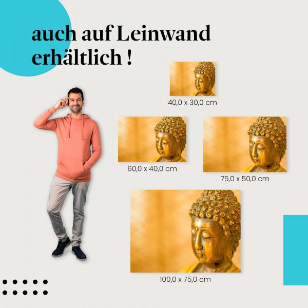 Buddha: Leinwandbild. Goldene Statue, friedlich, spirituell.