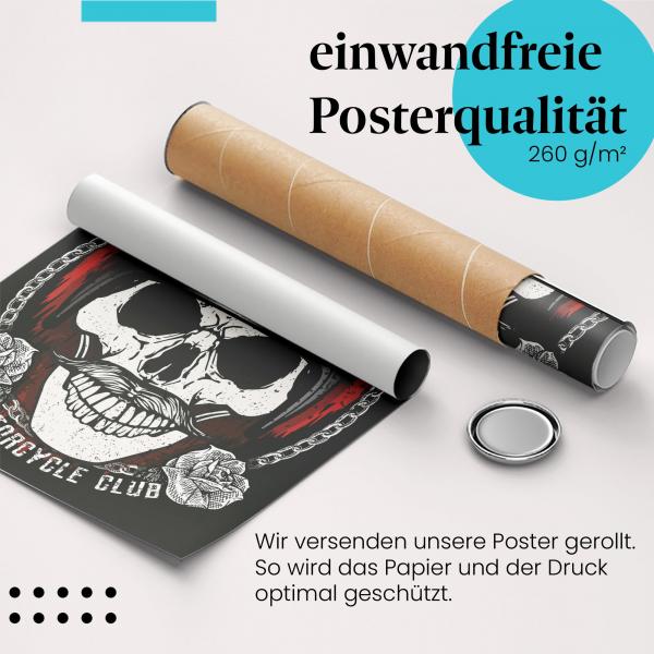 Gerolltes Poster "Choppers Motorcycle Club" - Biker-Design, sicher verpackt.