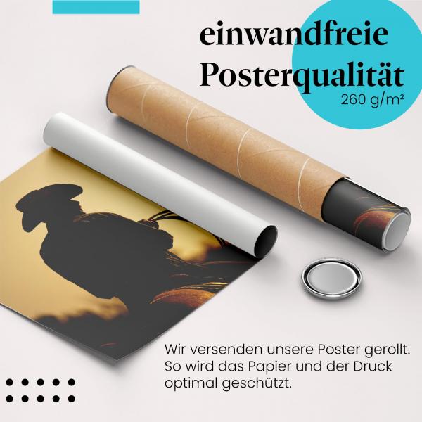 "Cowboy mit Lasso": Gerolltes Poster - Abendlicht.