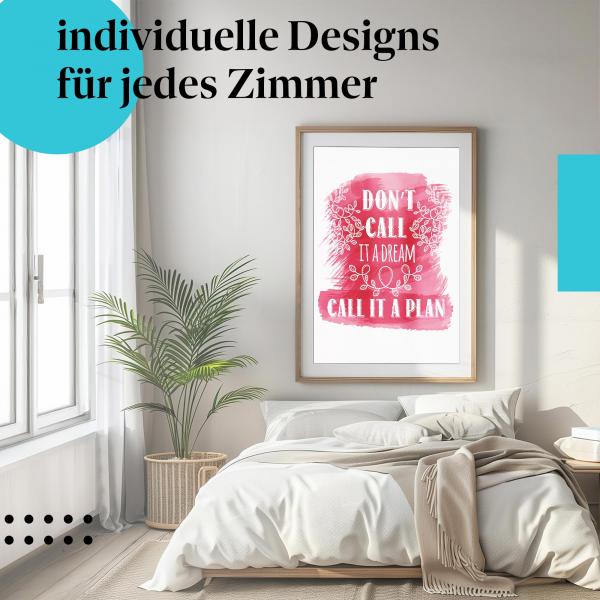 Motivationsposter: "Don't dream it - Plan it!" - Träume in Pläne verwandeln