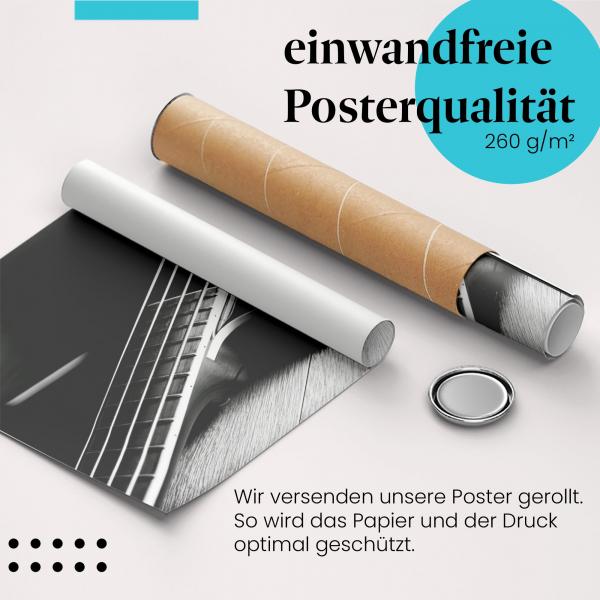 Gerolltes Poster "E-Bass". Musik & Eleganz, sicher verpackt.