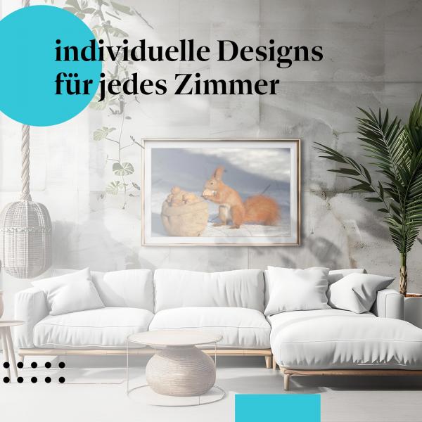 Schlafzimmer Deko: "Eichhörnchen" Poster: Winterliche Stimmung für Ihr Schlafzimmer.