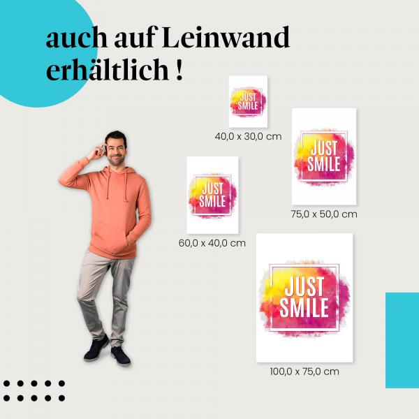 "Just Smile" Leinwandbild in verschiedenen Grössen erhältlich - hol dir jetzt positive Vibes in dein Zuhause!