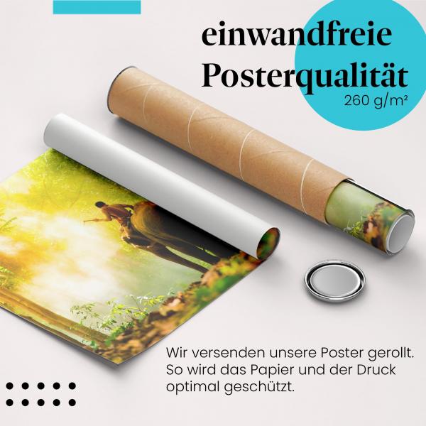 Gerolltes Poster "Elefantenritt". Abenteuer & Tierwelt, sicher verpackt.