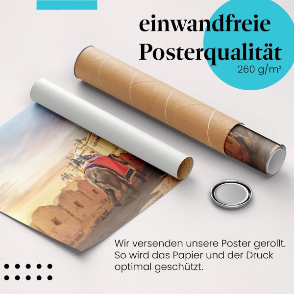 Gerolltes Poster "Elefantenritt" - Reisen & Kultur, sicher verpackt.