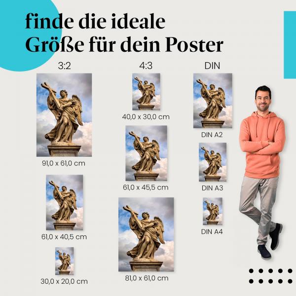 Entdecke die passende Postergröße: Engelstatue, Engelsbrücke, Rom.