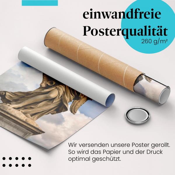 Gerolltes Poster "Engelsbrücke Rom" - Römisches Wahrzeichen, sicher verpackt.