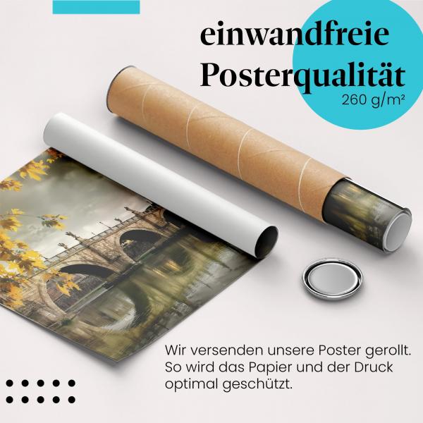 Gerolltes Poster "Engelsbrücke Rom" - Römisches Wahrzeichen, sicher verpackt.