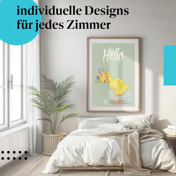 Schlafzimmer Deko: "Ente" Poster - Gute Laune & positives Denken.